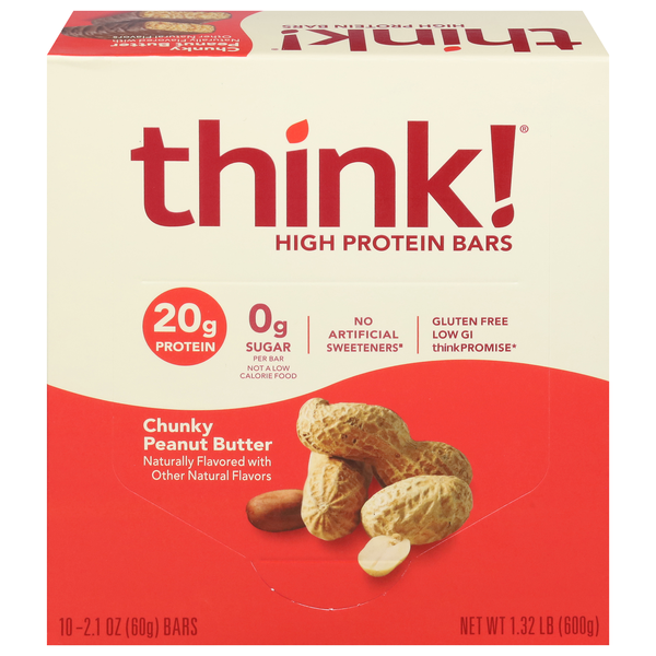 Save on think! Gluten Free Chunky Peanut Butter 20g High Protein Bar ...