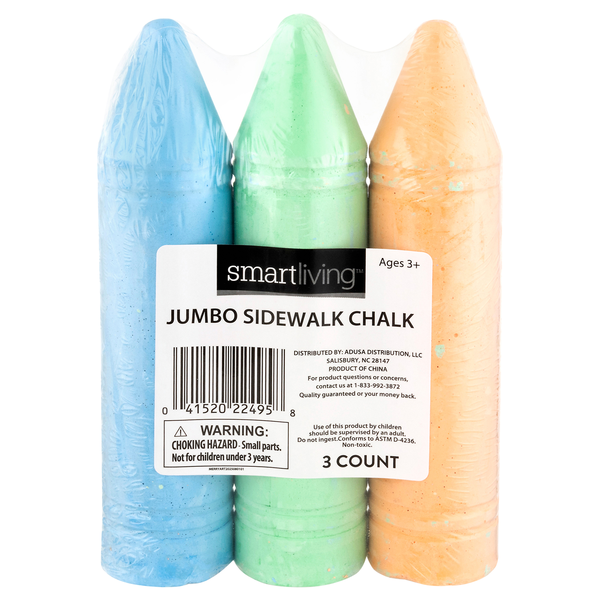 Smart Living Jumbo Sidewalk Chalk Blue/Green/Orange Ages 3+