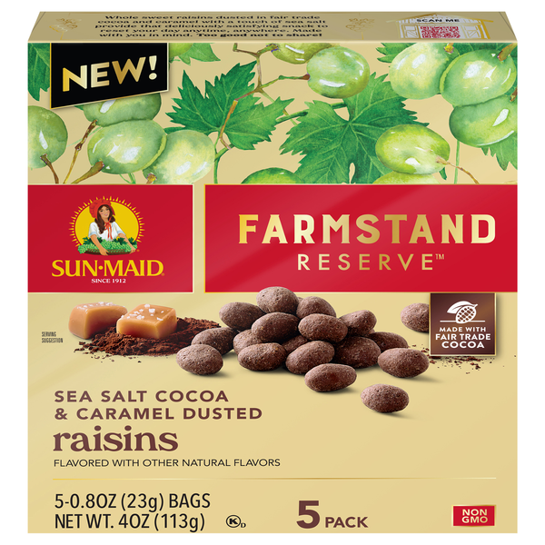 Sun-Maid Farmstand Reserve Sea Salt Cocoa & Caramel Dusted Raisins - 5 ct