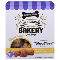 Three Dog Bakery Woofers Peanut Butter & Banana Soft Baked Dog Treats