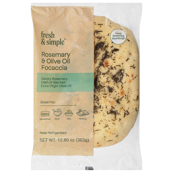 Fresh & Simple Rosemary & Olive Oil Focaccia Refrigerated