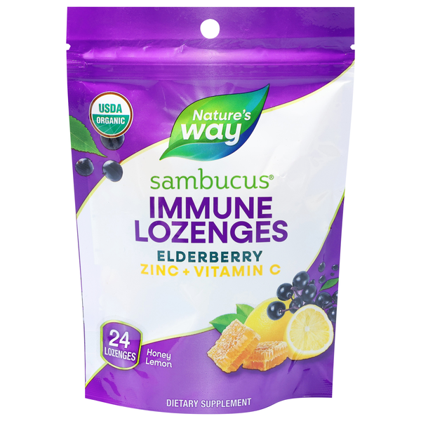 Nature's Way Honey Lemon Sambucus Elderberry Zinc Lozenges