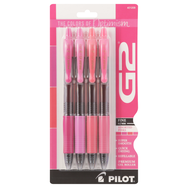 Pilot G2 0.7 mm Fine Assorted Pinks Premium Gel Roller Pens