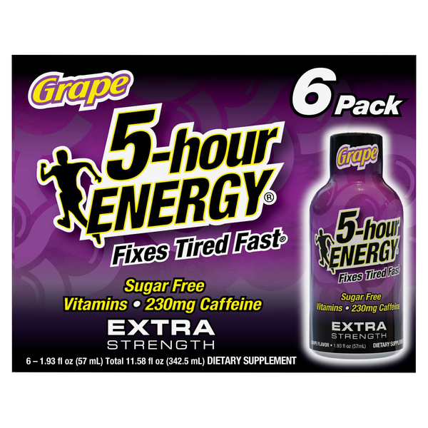 5-Hour Extra Strength Sugar Free Grape Energy Shot - 6 pk