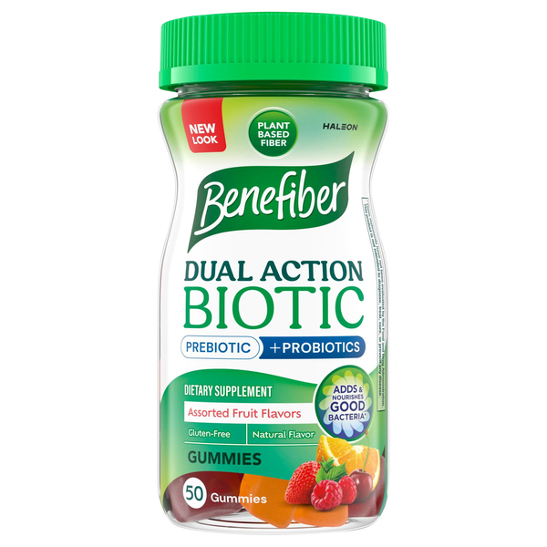 Benefiber Prebiotic Fiber + Probiotics Supplement Assorted Fruit Gummies