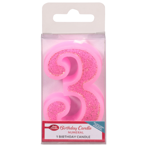 Betty Crocker Pink Numeral Birthday Candle #3