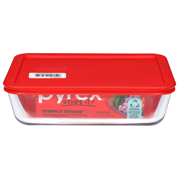 Pyrex Glassware Storage 6 Cup with Red Lid 6 Cups