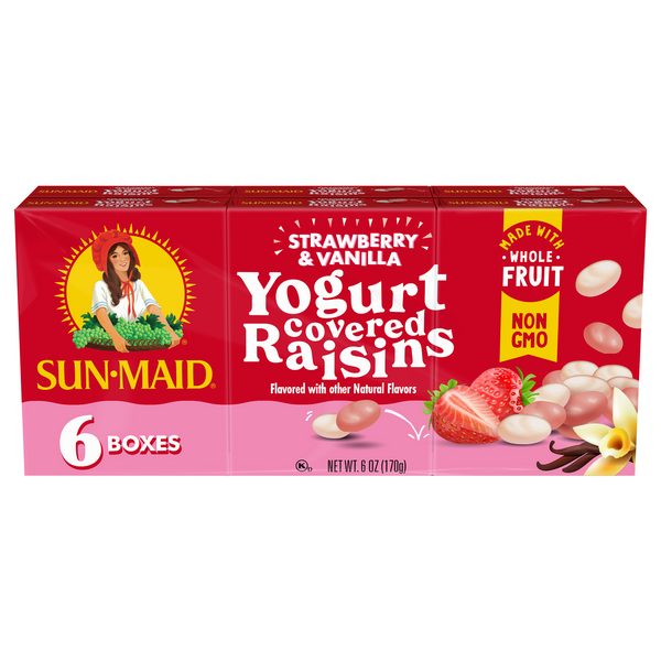 Sun-Maid Strawberry & Vanilla Yogurt Covered Raisins Boxes - 6 ct