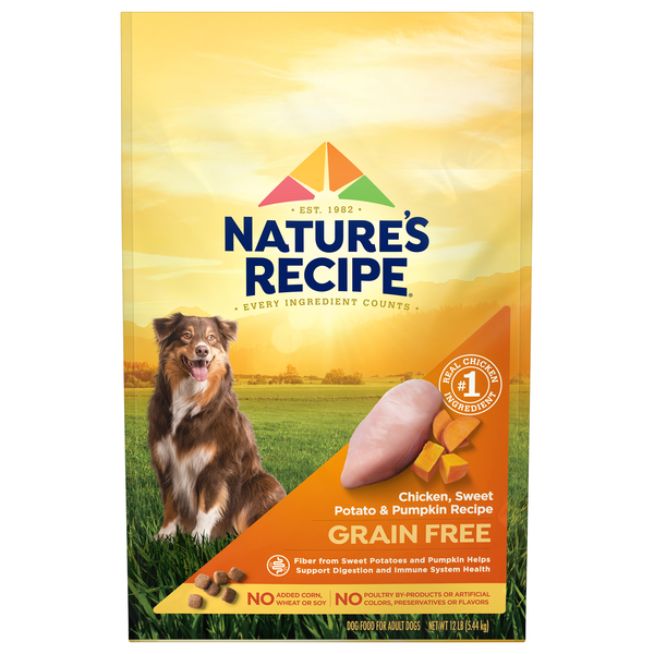Nature's Recipe Grain Free Chicken Sweet Potato Pumpkin Adult Dry Dog Food