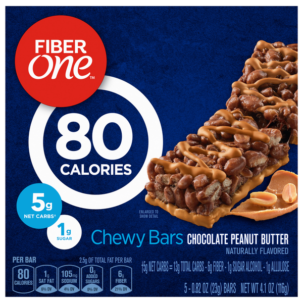 Fiber One Chewy Bars Chocolate Peanut Butter - 5 ct