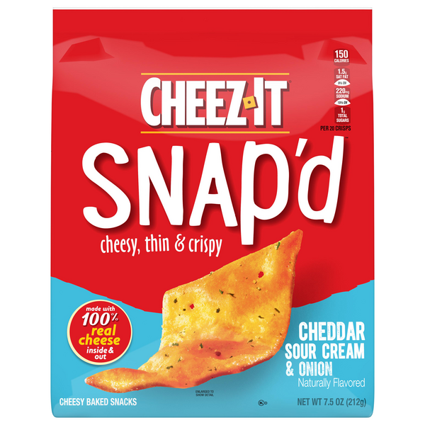 Cheez-It Snap'd Cheesy Baked Snack Crackers Cheddar Sour Cream & Onion