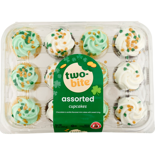 two-bite St. Patrick's Day Assorted Cupcakes