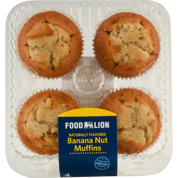 Food Lion Bakery Banana Nut Muffins - 4 ct