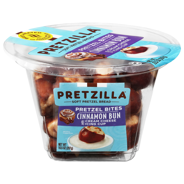 Pretzilla Cinnamon Bun Soft Pretzel Bites with Cream Cheese Icing Cup