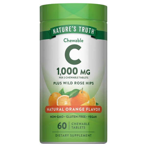 Nature's Truth Orange Flavor Vitamin C Plus Wild Rose Chewable Tablets