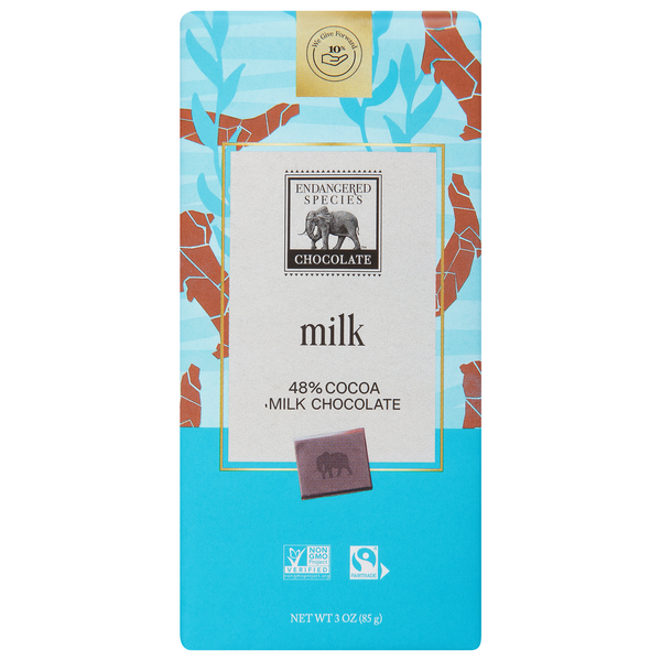 Endangered Species Milk Chocolate Candy Bar 48% Cocoa