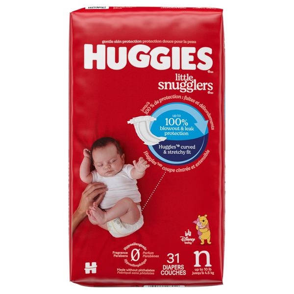 Huggies Little Snugglers Newborn Baby Diapers Up to 10 lb