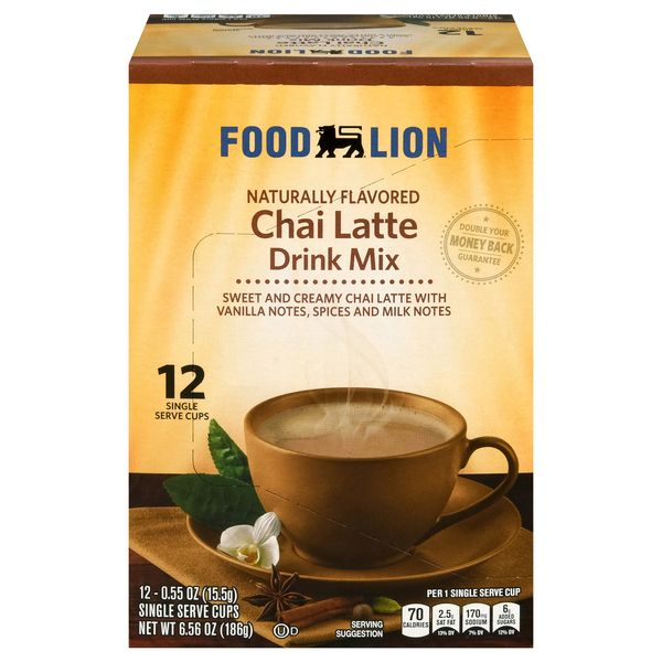 Food Lion Chai Latte Drink Mix Single Serve Cups