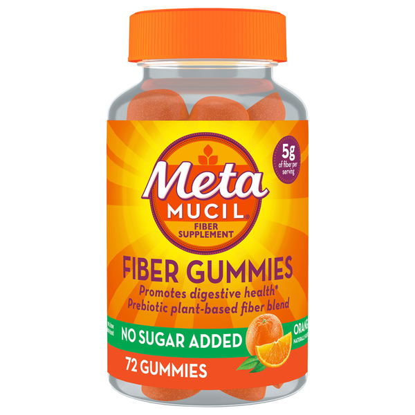 MetaMucil No Sugar Added Orange Flavored Fiber Gummies