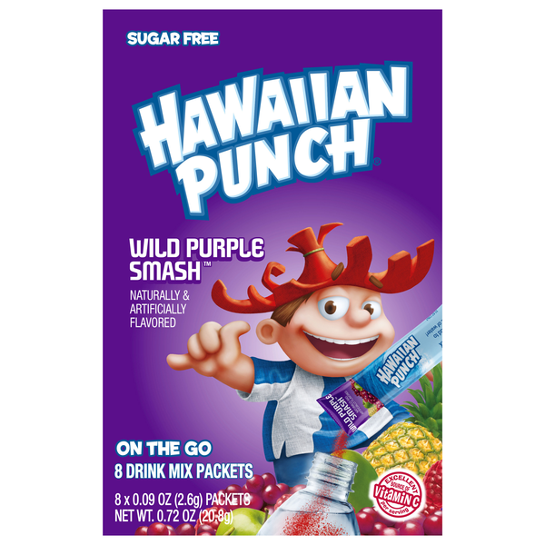 Hawaiian Punch On The Go Sugar Free Wild Purple Smash Drink Mix - 8 ct