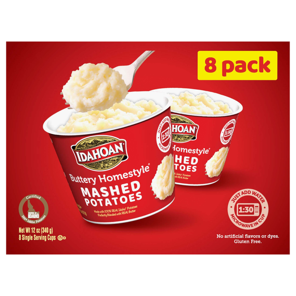 Idahoan Buttery Homestyle Mashed Potatoes Cups Microwave - 8 ct