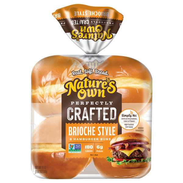 Nature's Own Perfectly Crafted Brioche Style Hamburger Buns - 8 ct