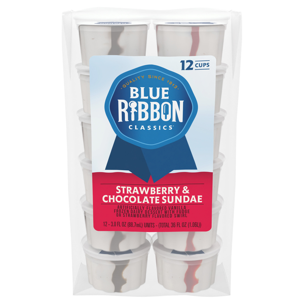 Blue Bunny Strawberry & Chocolate Sundae Frozen Dairy Dessert Cups - 12 ct