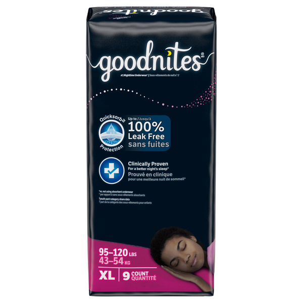 GoodNites Girls XL Nighttime Underwear 95-140+ lb