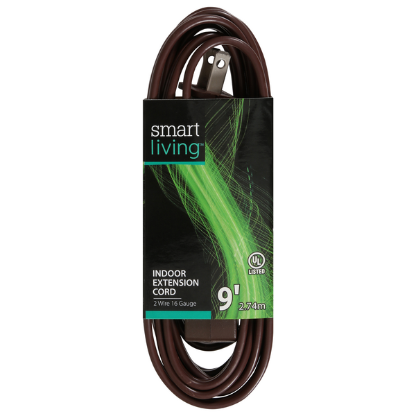 Smart Living Extension Cord Indoor Brown 9 Feet