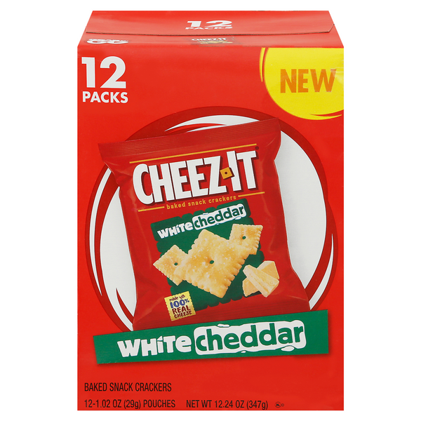 Cheez-It Snap'd White Cheddar Baked Crackers Packs - 12 ct