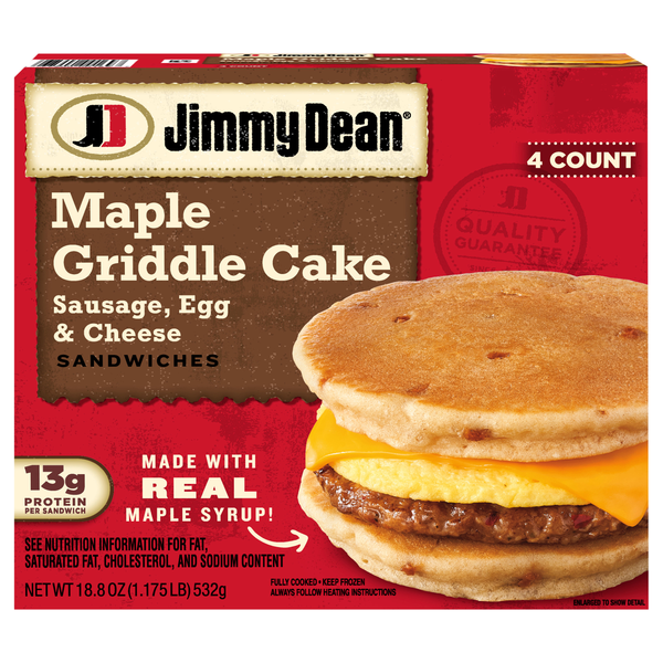 Jimmy Dean Sausage Egg & Cheese Maple Griddle Cake Sandwiches - 4 ct