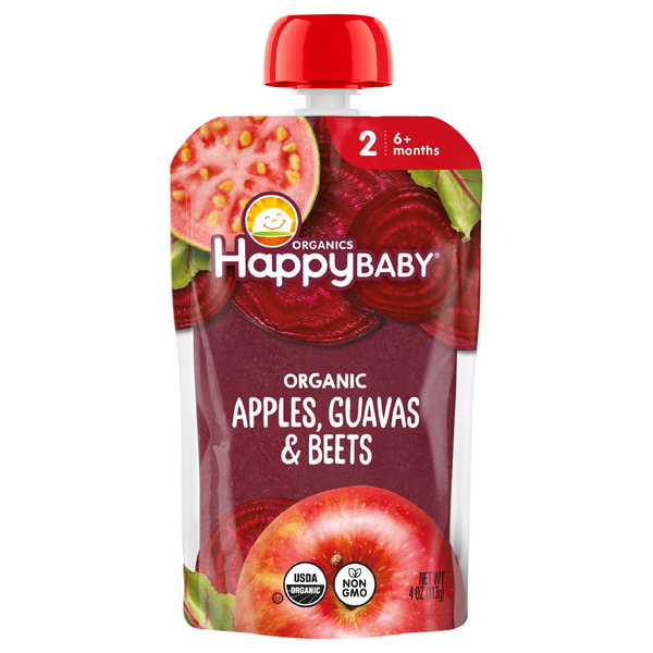 Happy Baby Organics 2 Baby Food Apples Guavas & Beets