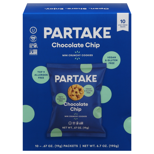 Partake Gluten Free Vegan Crunchy Chocolate Chip Cookies - 10 ct