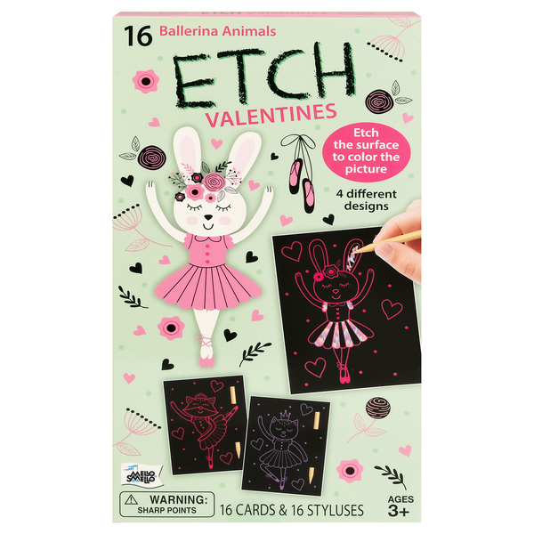 Mello Smello Ballerina Animals Etch Valentine's Day Cards & Styluses