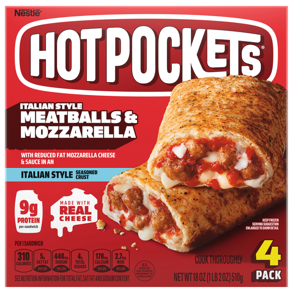 HOT POCKETS Italian Style Meatballs & Mozzarella Sandwiches - 4 pk Frozen