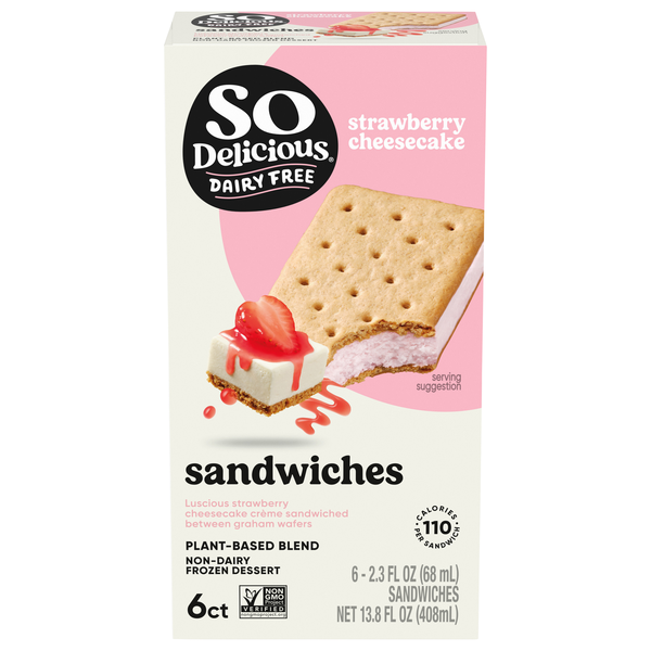 So Delicious Plant-Based Strawberry Cheesecake Dessert Sandwiches - 6 ct