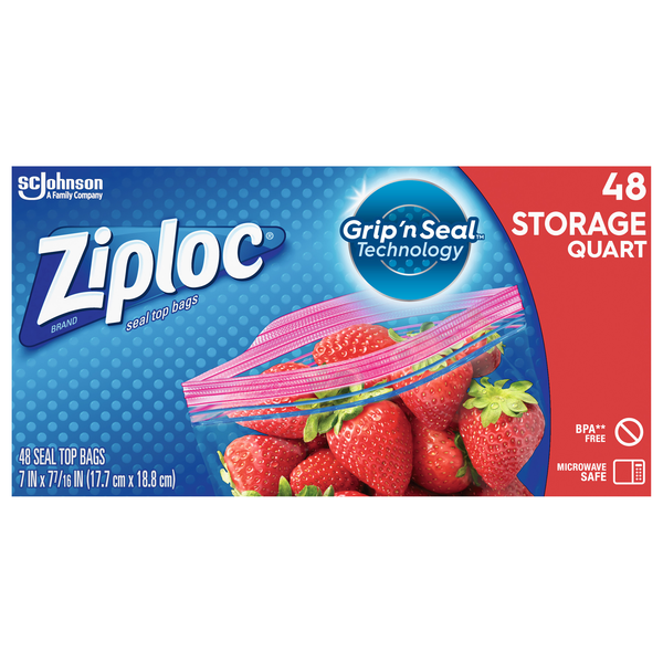 Ziploc Double Zipper Quart Storage Bags