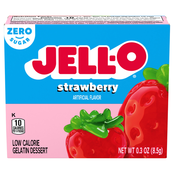 Jell-O Zero Sugar Strawberry Flavored Gelatin Dessert Mix