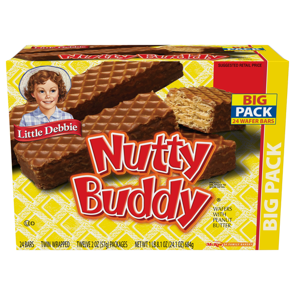 Little Debbie Peanut Butter Nutty Buddy Wafer Bars Big Pack - 24 ct