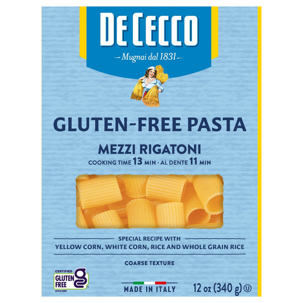 De Cecco Gluten Free Mezzi Rigatoni Pasta