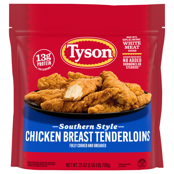Tyson Natural Southern Style Breaded Chicken Breast Tenderloins Frozen
