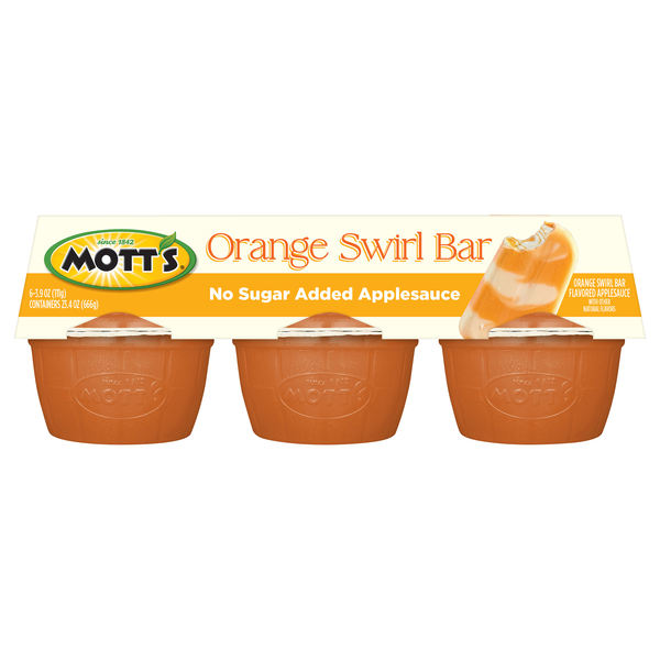 Mott's No Sugar Added Orange Swirl Bar Applesauce - 6 ct