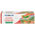 Food Lion Storage Bags Quart Size Reclosable Double Zipper