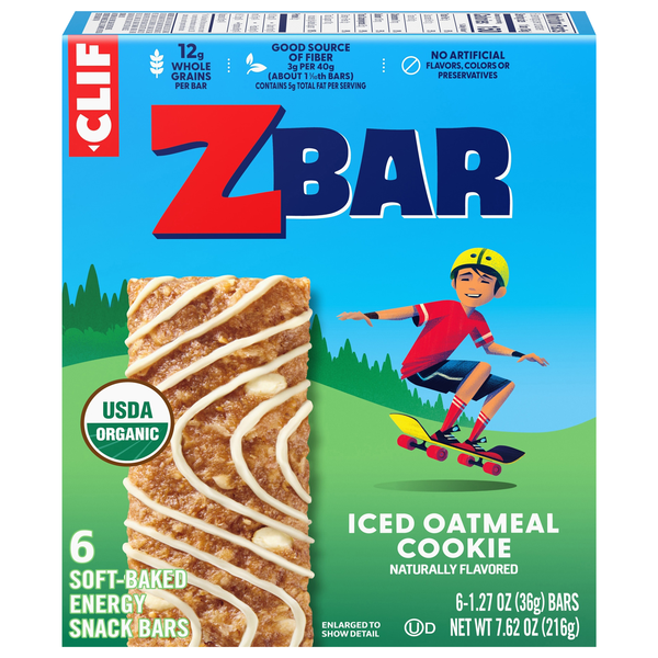 CLIF KID Zbar Organic Iced Oatmeal Cookie Energy Bars - 6 ct