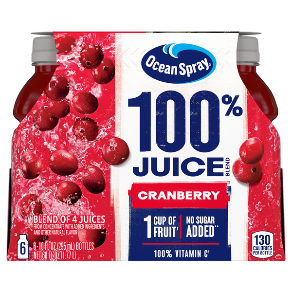 Ocean Spray No Sugar Added 100% Cranberry Juice Blend - 6 pk