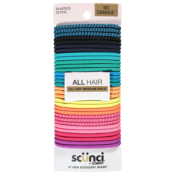 Scunci No Damage All Hair Medium Hold Elastics Assorted Colors