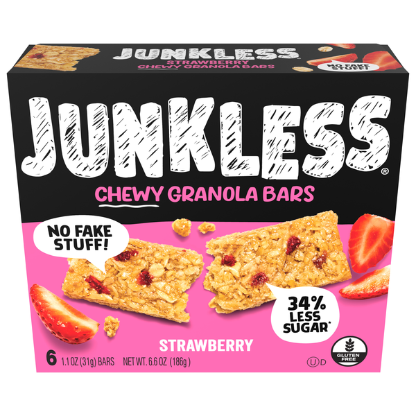 Junkless Chewy Strawberries Granola Bar - 6 ct
