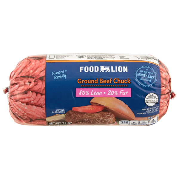 Food Lion 80% Lean 20% Fat Ground Beef Chuck Fresh