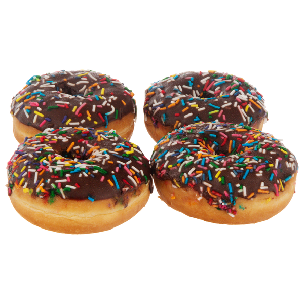 Hannaford Bakery Chocolate Frosted Donuts with Sprinkles - 4 ct