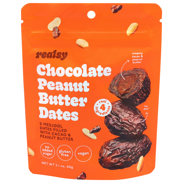 Realsy Gluten Free Chocolate Peanut Butter Dates - 3 ct